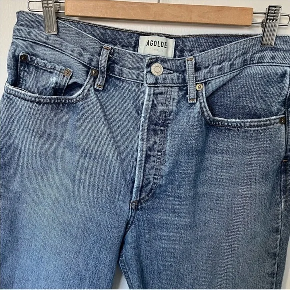 Agolde Lana Distressed Straight-Leg Jeans Backdrop Blue size 28 - Picture 5 of 16